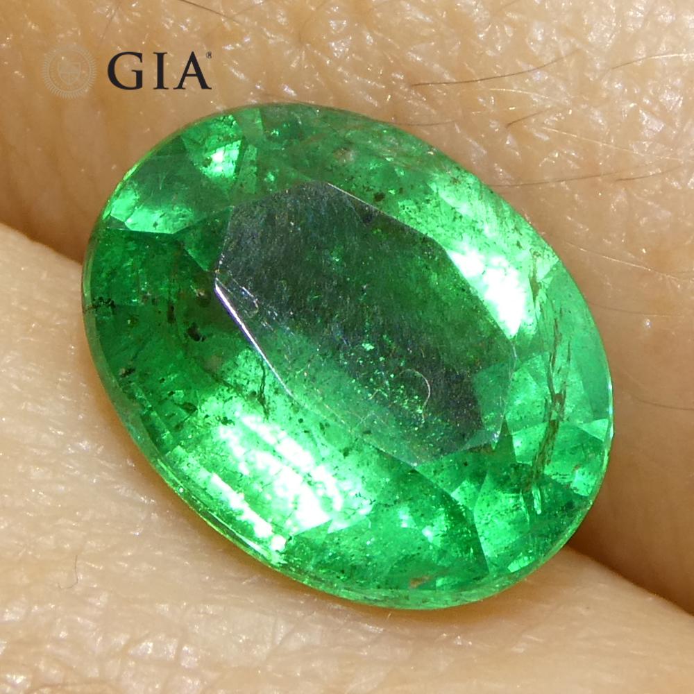 2.2ct Oval Green Emerald GIA Certified Zambia (F1) For Sale 8
