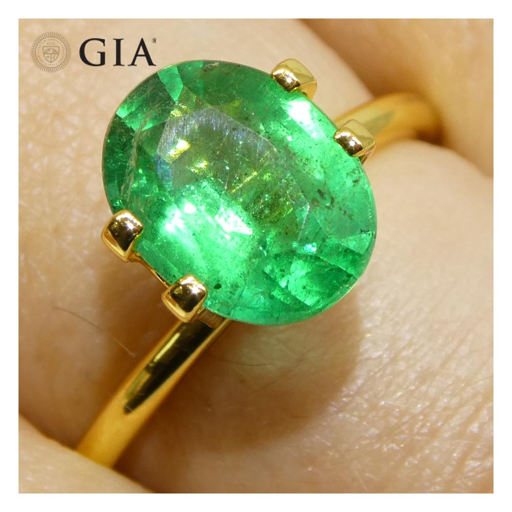 2.2ct Oval Green Emerald GIA Certified Zambia (F1) For Sale 9