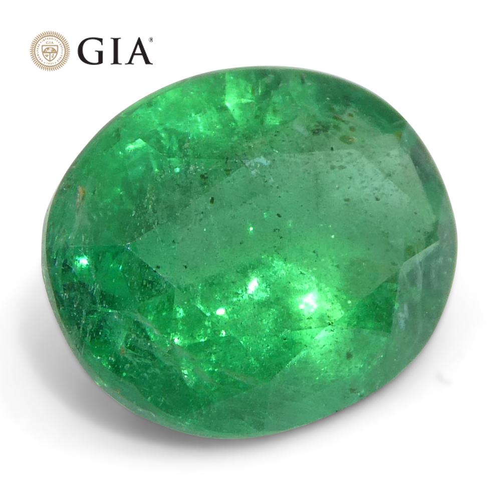 2.2ct Oval Green Emerald GIA Certified Zambia (F1) For Sale 1