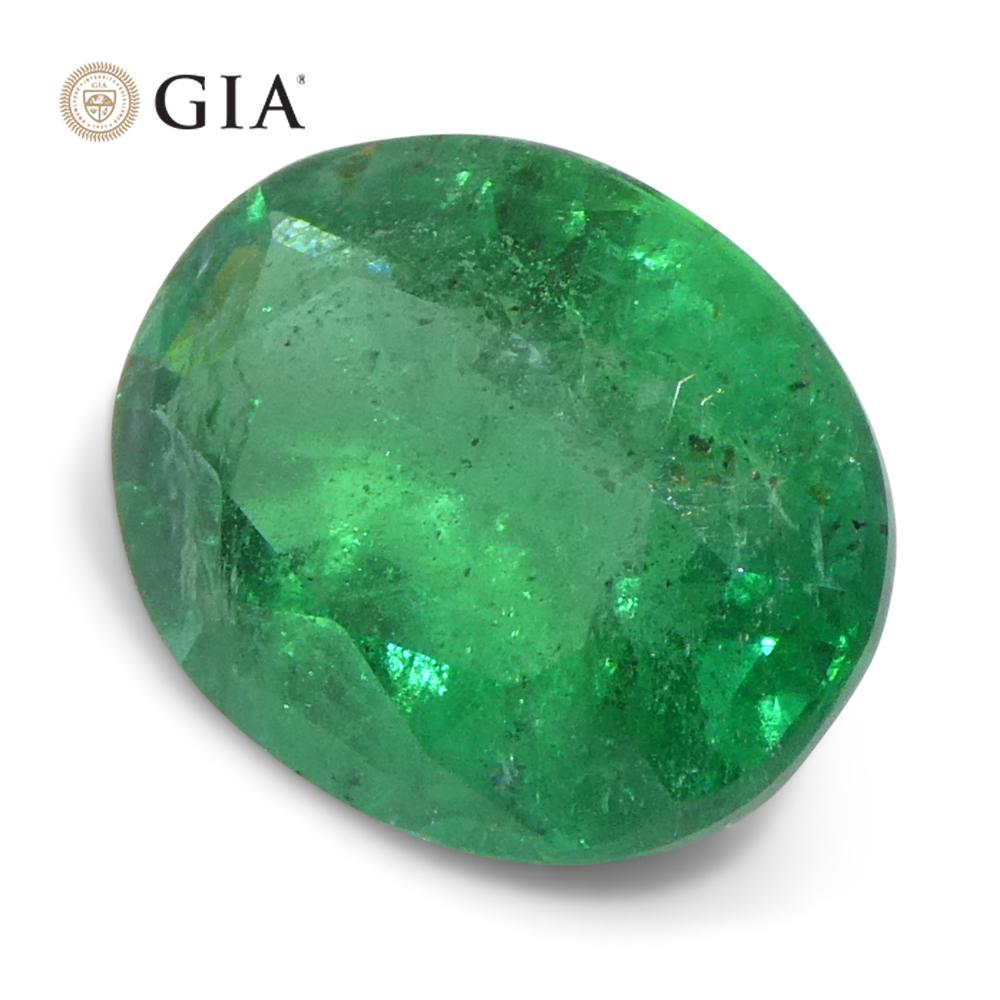 2.2ct Oval Green Emerald GIA Certified Zambia (F1) For Sale 4