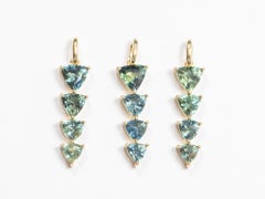 2.2ct Teal Sapphire Journey Pendant 9K Gold Graduated Size