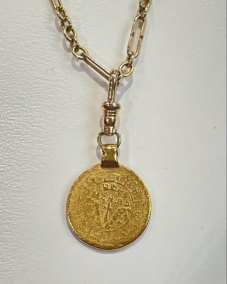 Artisan 22ct Yellow Gold Ancient Coin Pendant For Sale