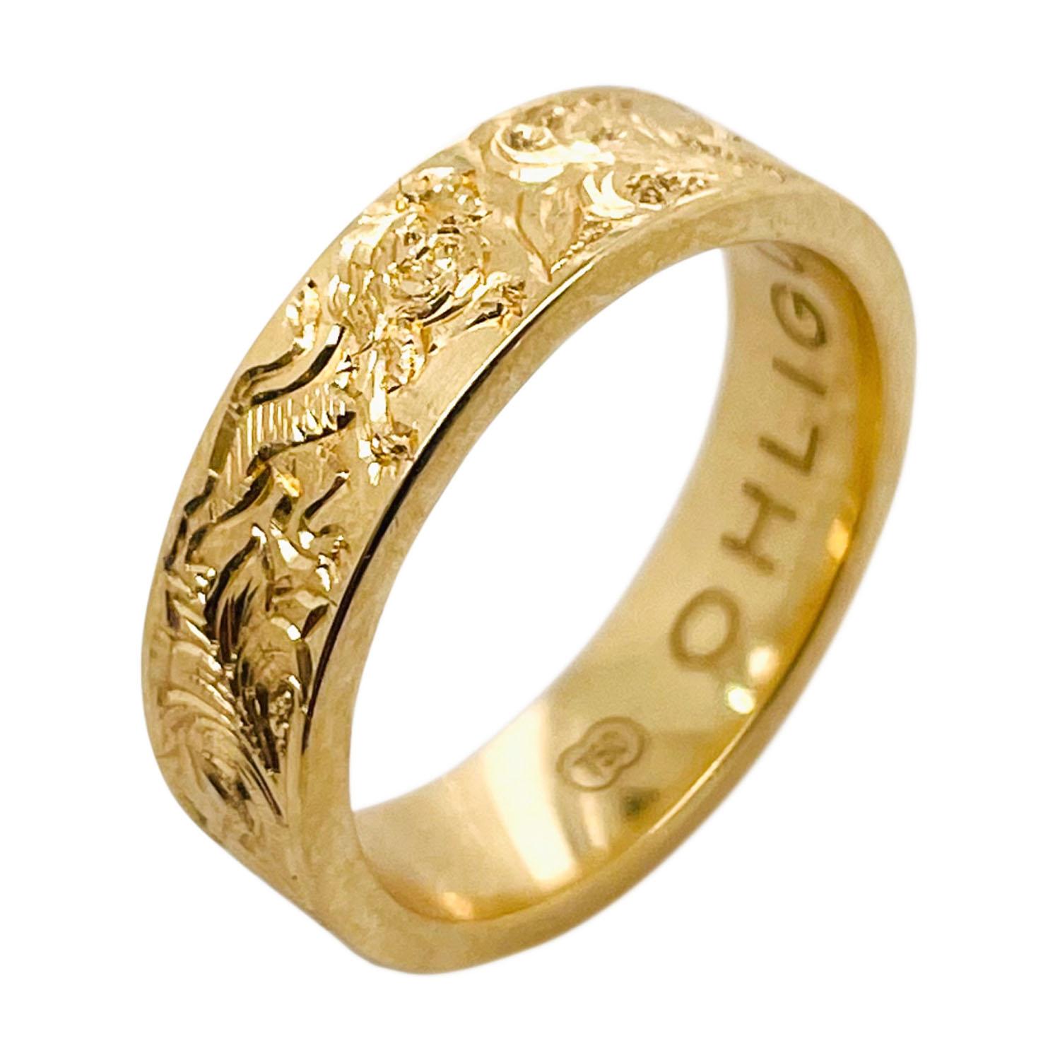 Ring aus 22 Karat Gelbgold mit Handgravur 

Gravierter Ring mit mythischem Einhorn und Löwe, inspiriert von einer alten Gravur 

 Wir passen die Gravur an, wenn Sie ein anderes Design bevorzugen, kontaktieren Sie bitte unseren Designer

5 mm breites