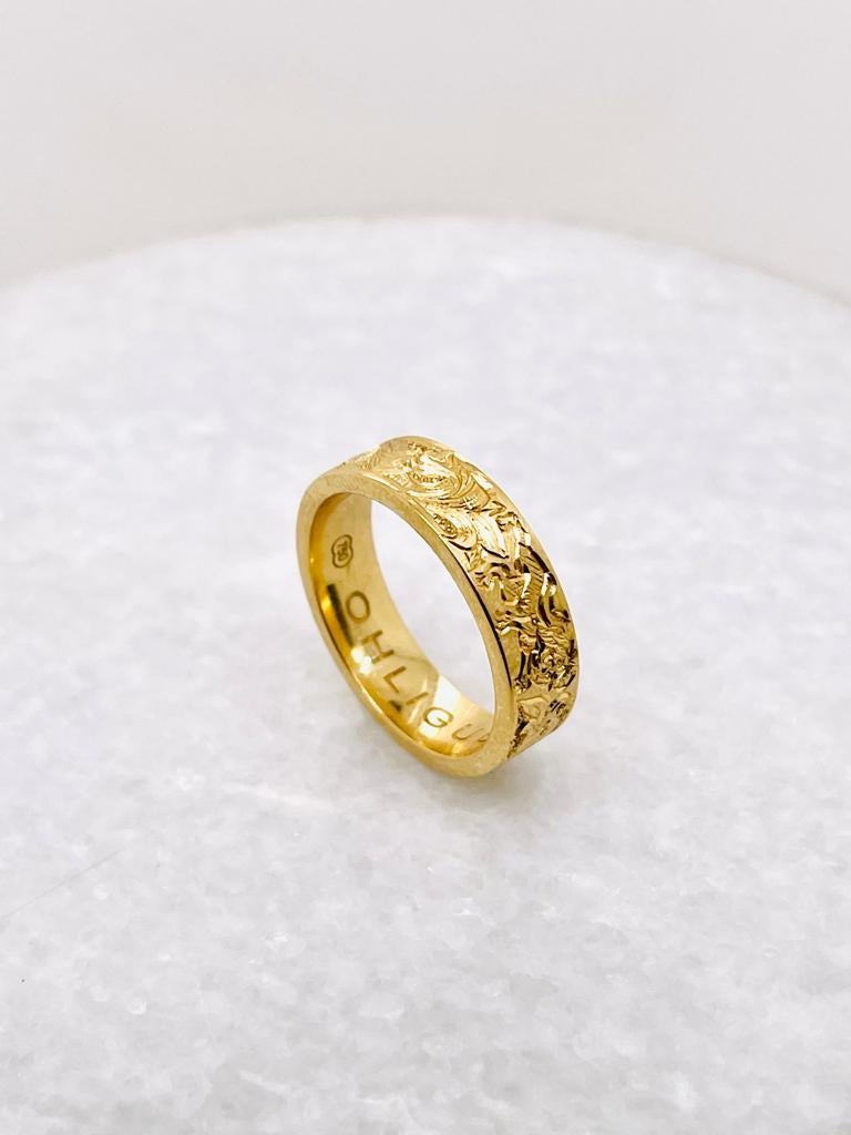 22 Karat Gelbgold Antiker gravierter Ring mit Gravur (Rundschliff) im Angebot