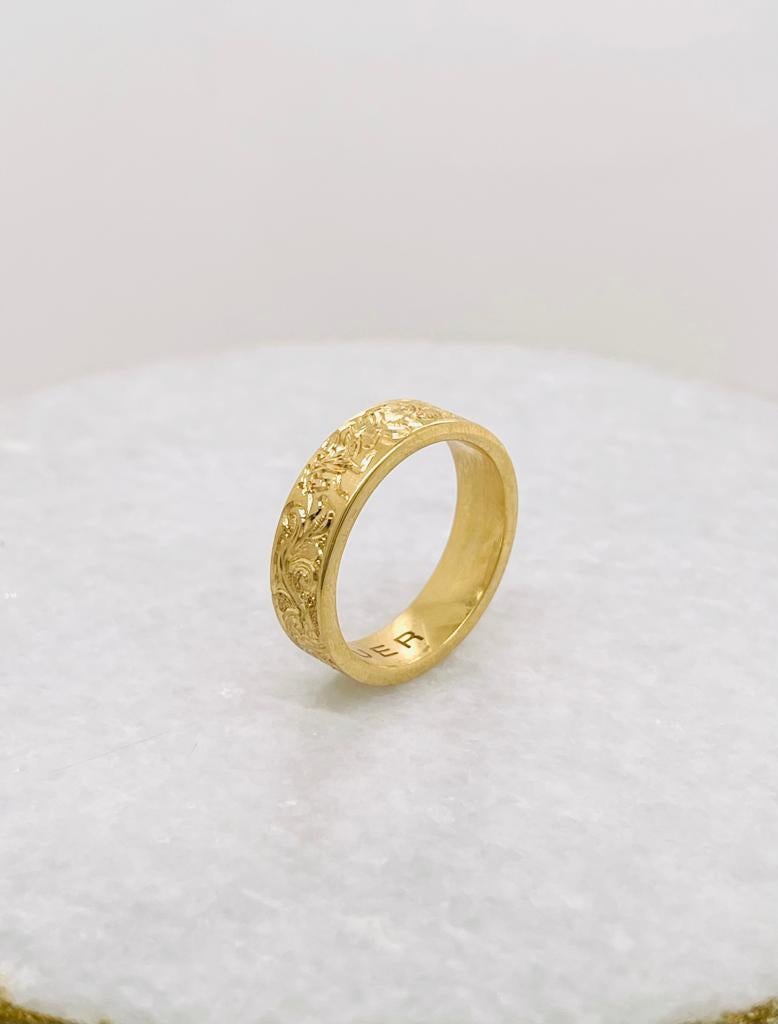 22 Karat Gelbgold Antiker gravierter Ring mit Gravur im Zustand „Neu“ im Angebot in Brisbane, AU