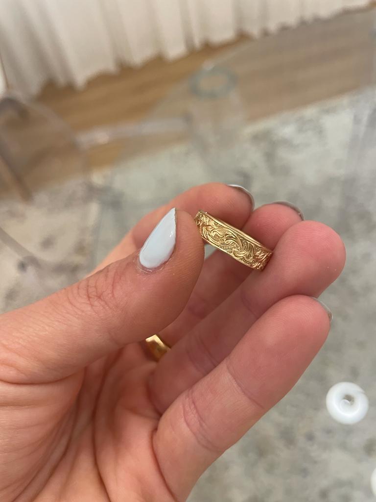 Women's or Men's 22ct Yellow Gold Ancient Engraved Ring For Sale