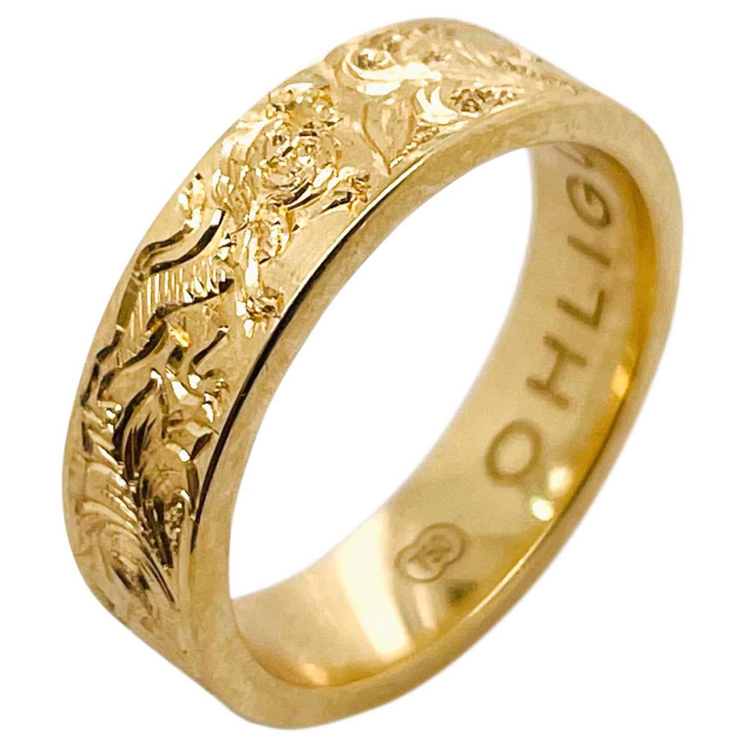 22 Karat Gelbgold Antiker gravierter Ring mit Gravur