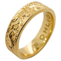 22 Karat Gelbgold Antiker gravierter Ring mit Gravur