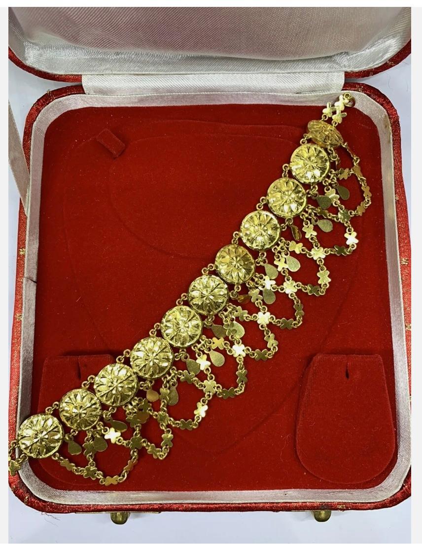 22ct Yellow gold chunky ankle chain bracelet Indian Asian wedding ceremony 49.8g In New Condition For Sale In London, GB