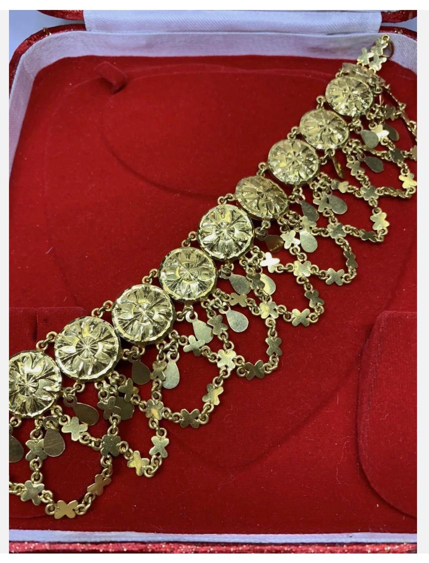 Women's 22ct Yellow gold chunky ankle chain bracelet Indian Asian wedding ceremony 49.8g For Sale
