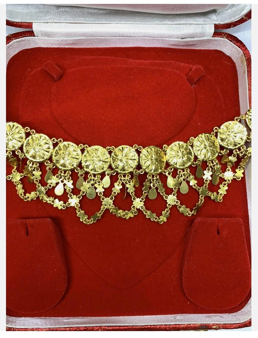 22ct Yellow gold chunky ankle chain bracelet Indian Asian wedding ceremony 49.8g For Sale 3