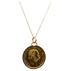 22ct Yellow gold chunky coin pendant Franc Ios Austria Ducat collection