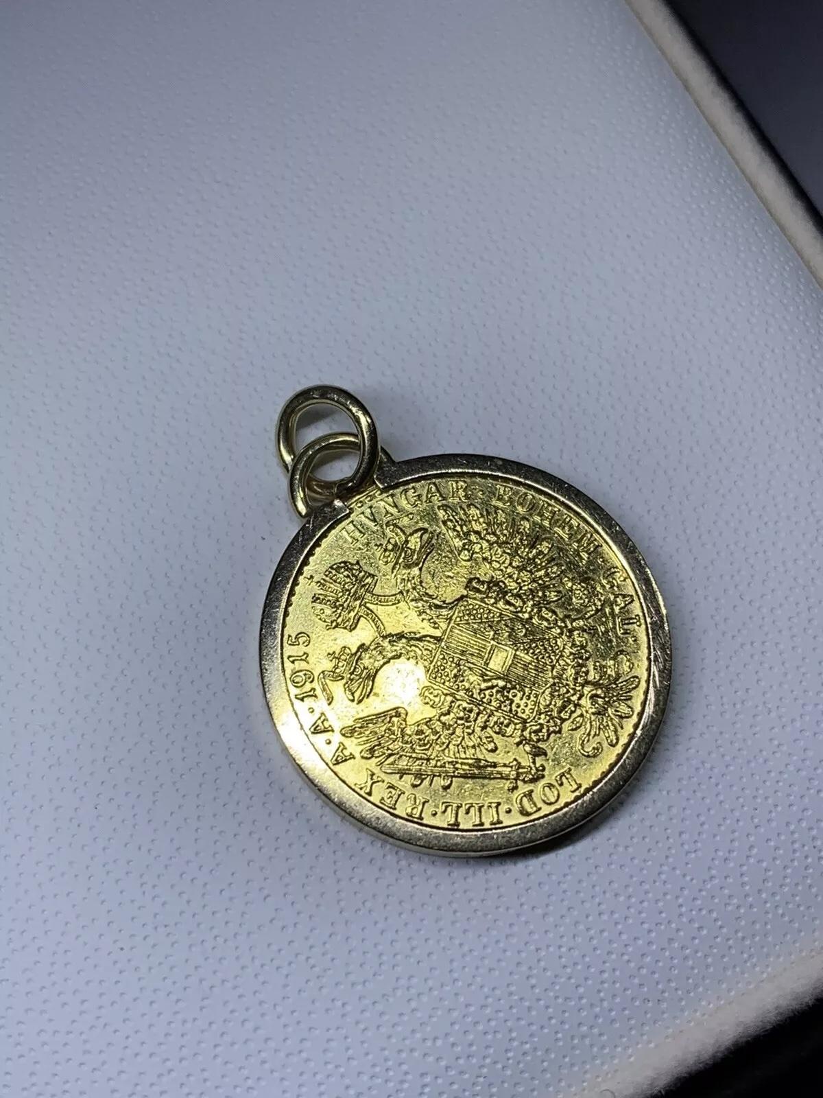 da uomo o donna Ciondolo in oro giallo 22ct Franc Ios Austria Ducat Coin. in vendita