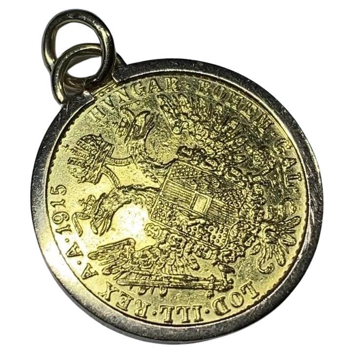 22ct Yellow gold Franc Ios Austria Ducat Coin pendant.