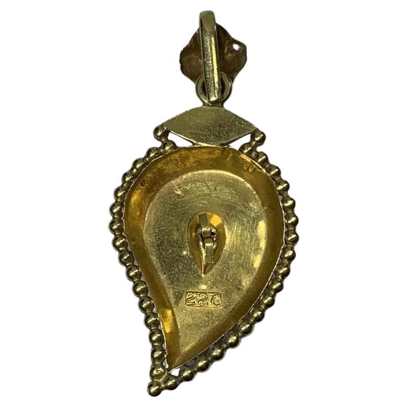 Pendentif poire en or jaune 22ct