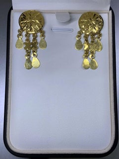 22 Karat Gelbgold Runde, schlichte, tropfenförmige Tropfen-Ohrringe in Birnenform