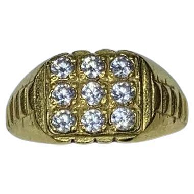 22ct yellow gold signet chunky diamond ring