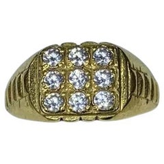 22ct yellow gold signet chunky diamond ring