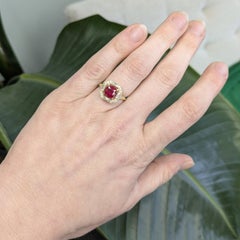 2.2cts Madagascar Ruby Ring with Natural Diamonds Accents: Solid 14k Gold, 6mm