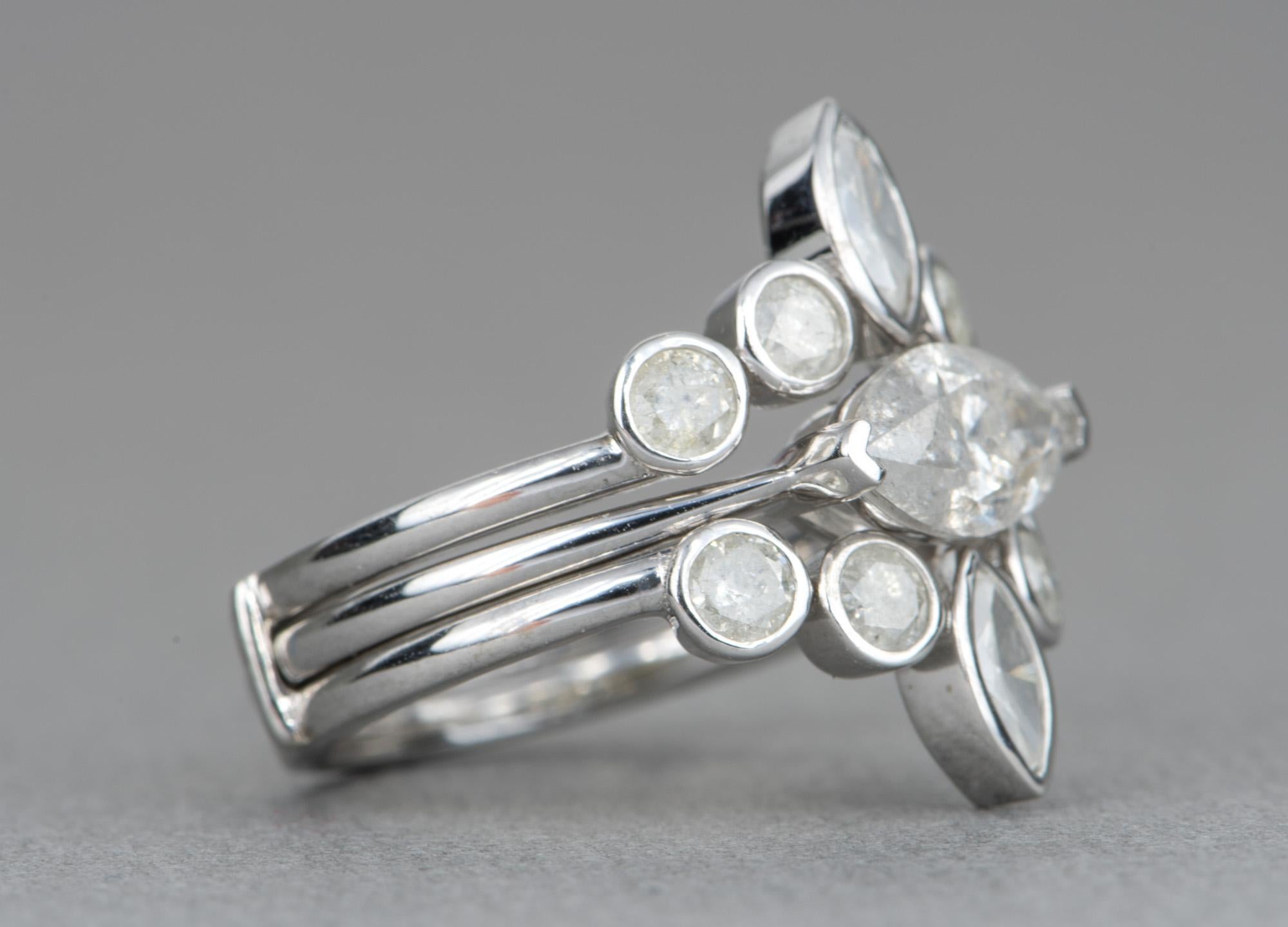 Marquise Cut 2.2 Carat Marquise Diamond Engagement Ring Set 14 Karat White Gold AD1701