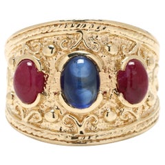 2.2ctw Sapphire and Ruby Statement Ring, 14k Yellow Gold, Ring Size 7