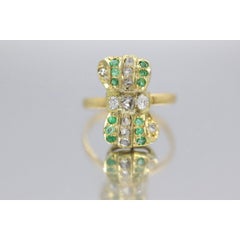 22k/10k Diamond Emerald Bow Tie Ring.