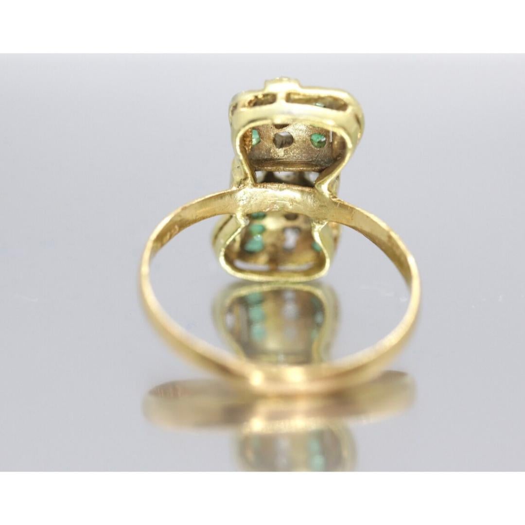 22k/10k Diamond Emerald Bow Tie Ring. For Sale 2