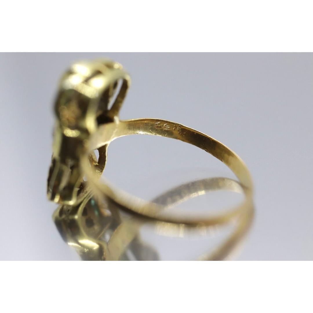 22k/10k Diamond Emerald Bow Tie Ring. For Sale 3