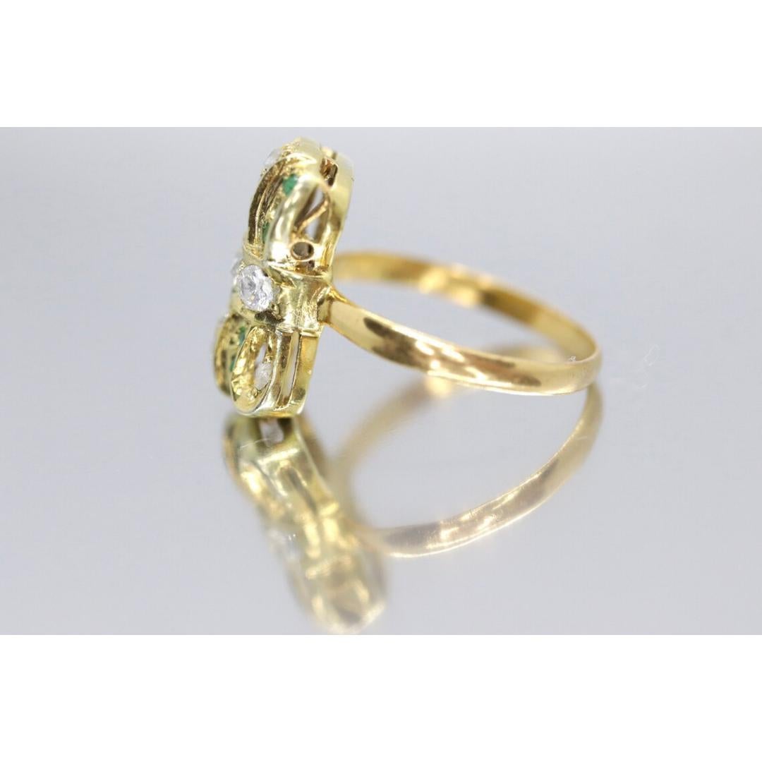 22k/10k Diamond Emerald Bow Tie Ring. For Sale 4
