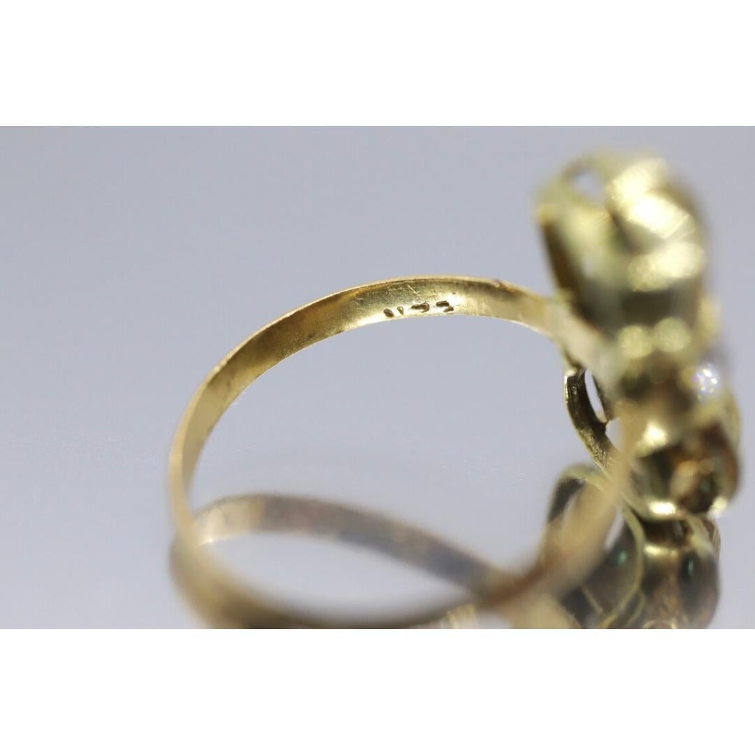 22k/10k Diamond Emerald Bow Tie Ring. For Sale 5