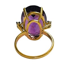 22K 15 Ct Oval Faceted Amethyst & Diamond Ring W Appraisal