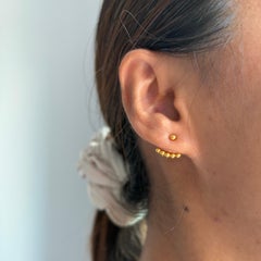22k 916 Convertible Beaded Bar Stud Earrings-2.23g