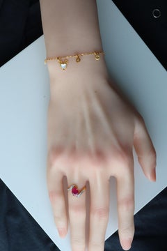 Art Deco 22K Gold Charm Bracelet by Burma Jars, 4.6g, Singapore