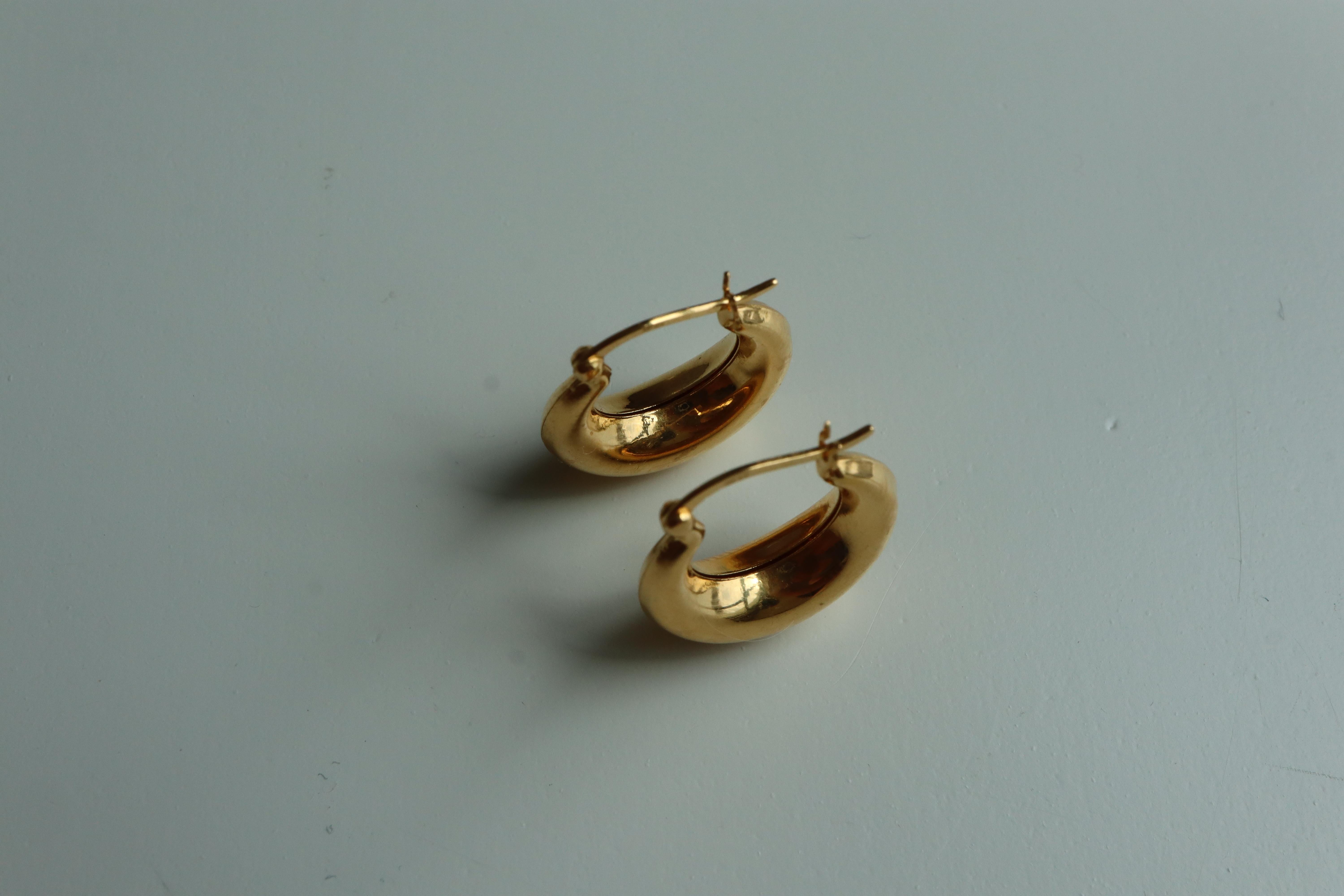 22k 916 Gold Chubby Hoop Earring-Medium Hoop (Size 16.5mm/1.65cm)-2.61g For Sale 2