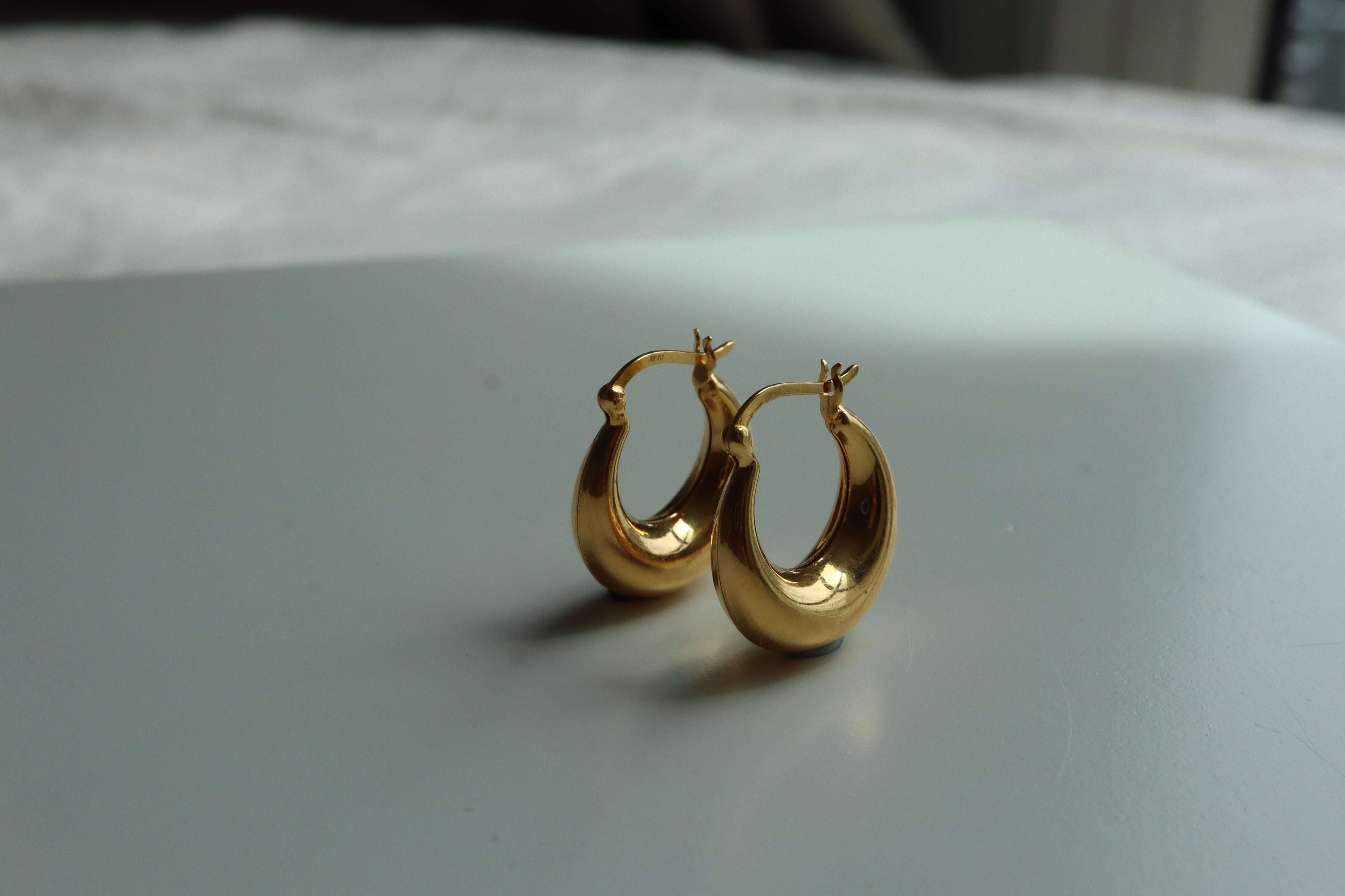 22k 916 Gold Chubby Hoop Earring-Medium Hoop (Size 16.5mm/1.65cm)-2.61g For Sale 3