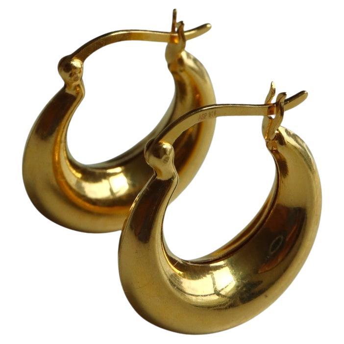 22k 916 Gold Chubby Hoop Earring-Medium Hoop (Size 16.5mm/1.65cm)-2.61g For Sale