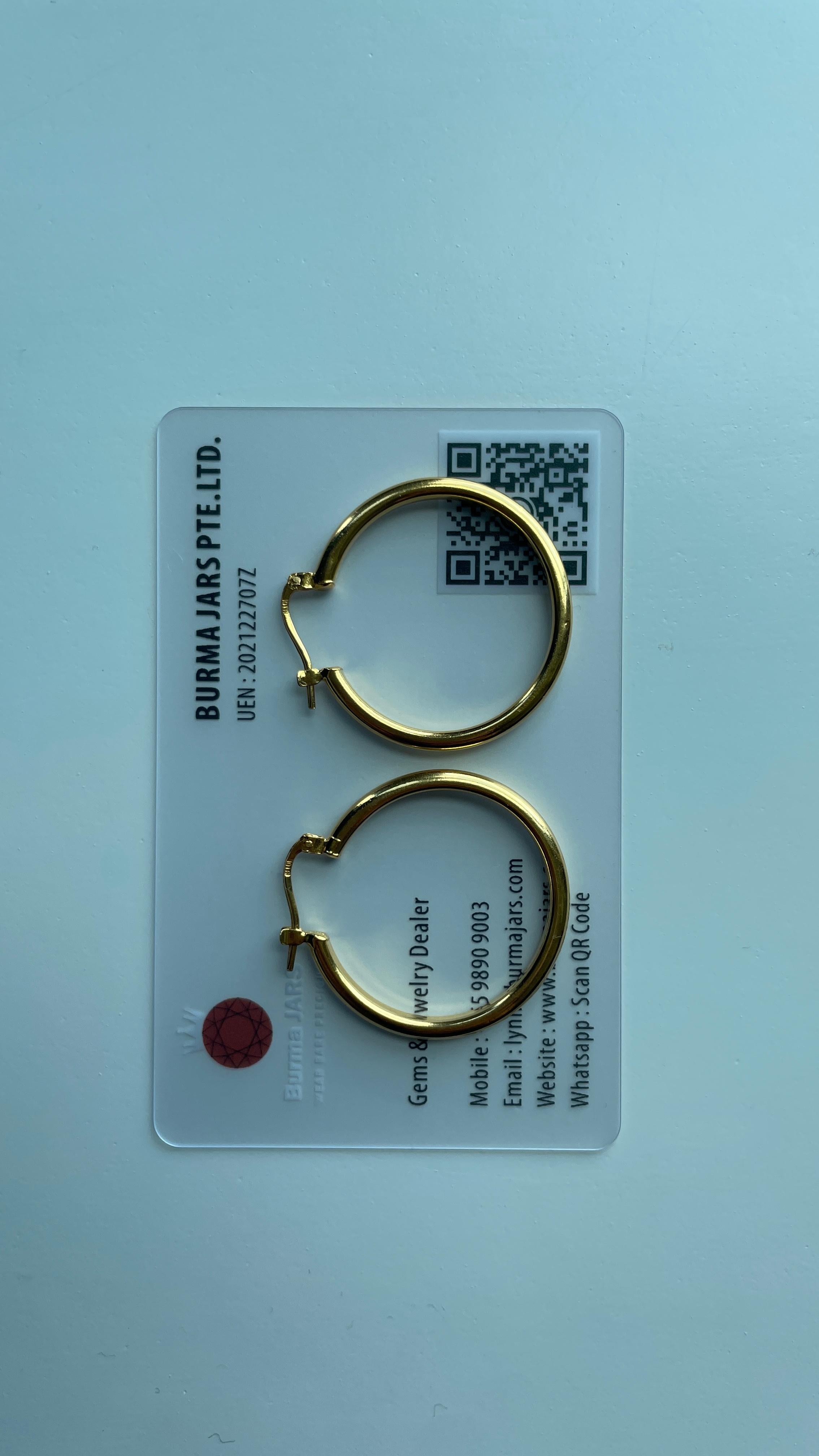Art Déco Orecchino a cerchio in oro 22k 916 - cerchio grande (misura 30 mm/3cm)- 5,36 g in vendita