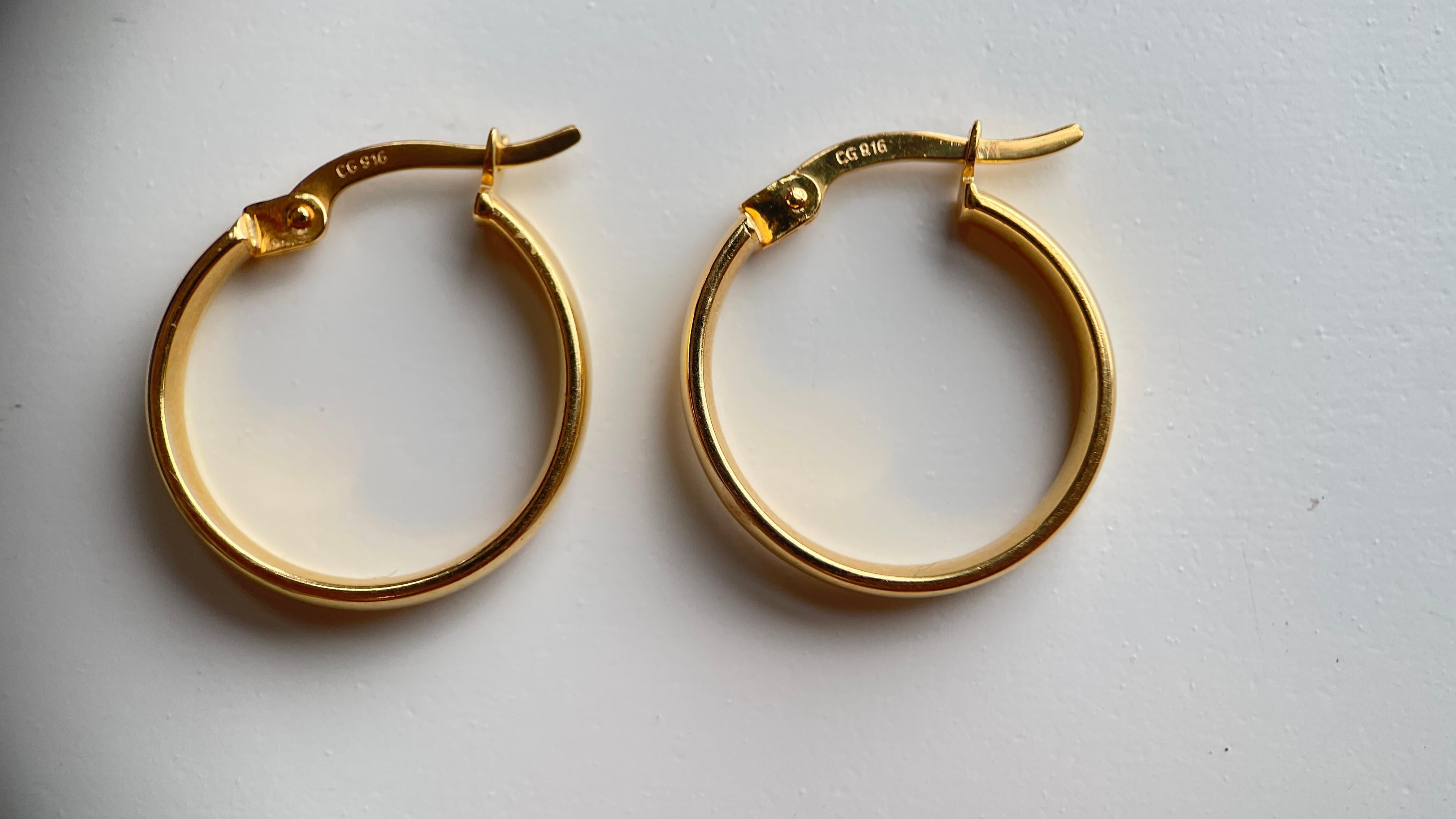 Pendiente de aro de oro 916 de 22 quilates (tamaño 17 mm/1,7 cm)-2,26 g Art Decó en venta