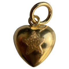 22k 916 gold pendant charm-Heart Texture Star pure gold pendant/gold charm-2.92g