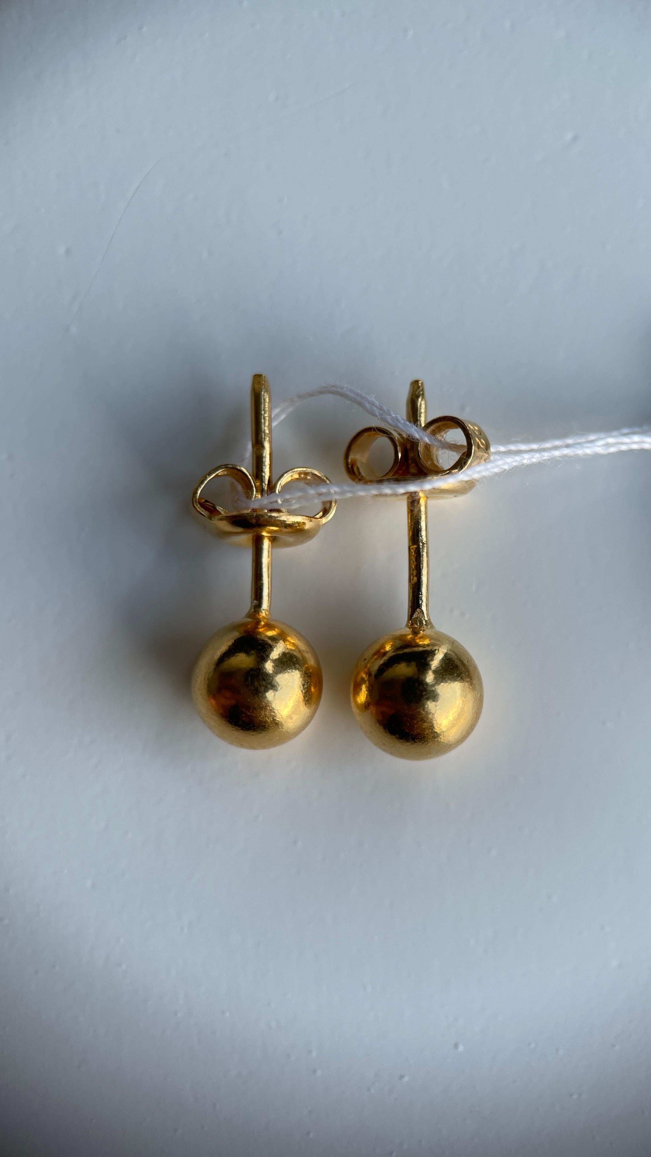 Pendiente de oro 916 de 22 quilates- Pendiente de bola de oro de 5,8 mm-1,73 g en venta 1