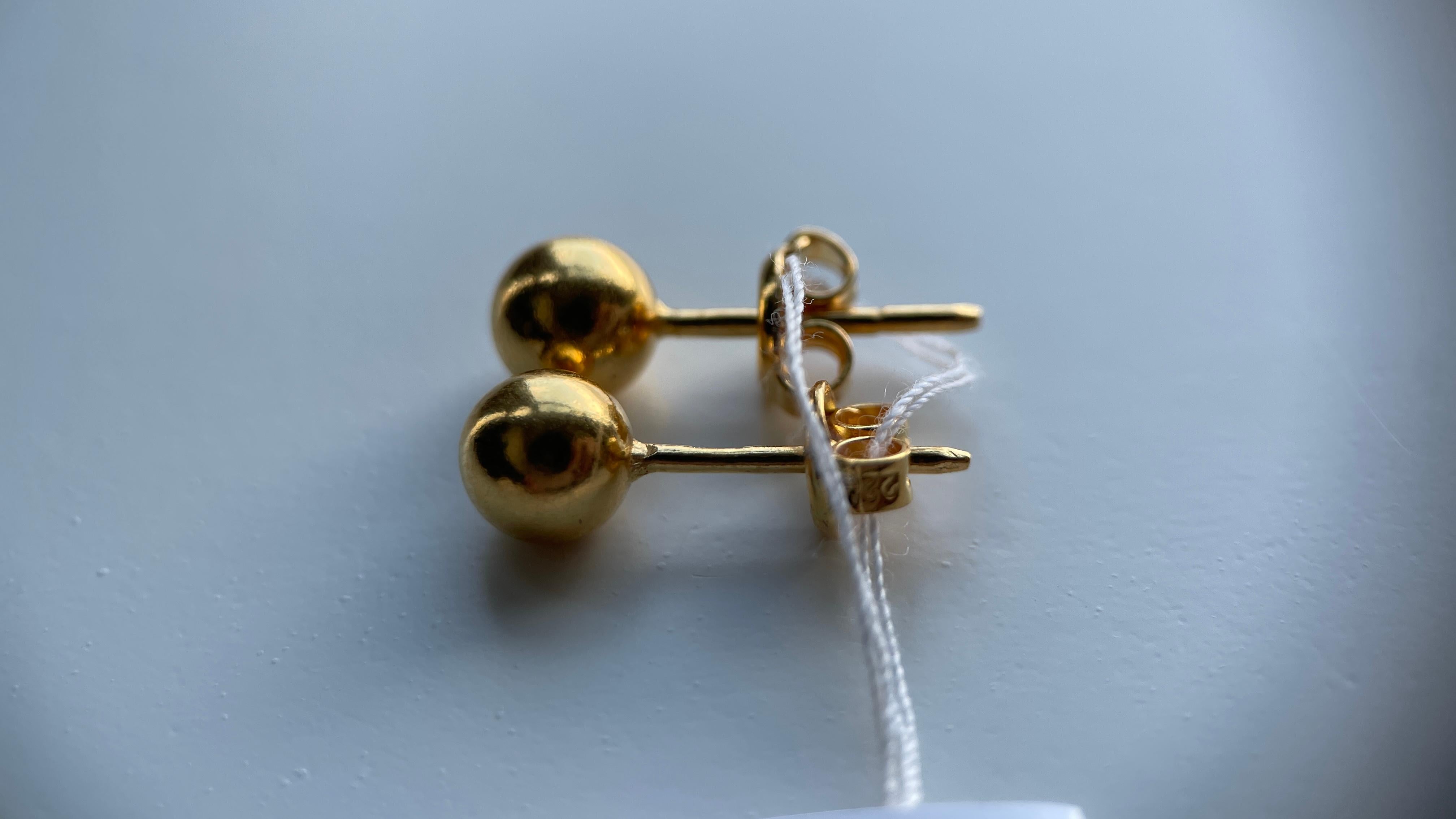 Pendiente de oro 916 de 22 quilates- Pendiente de bola de oro de 5,8 mm-1,73 g en venta 2