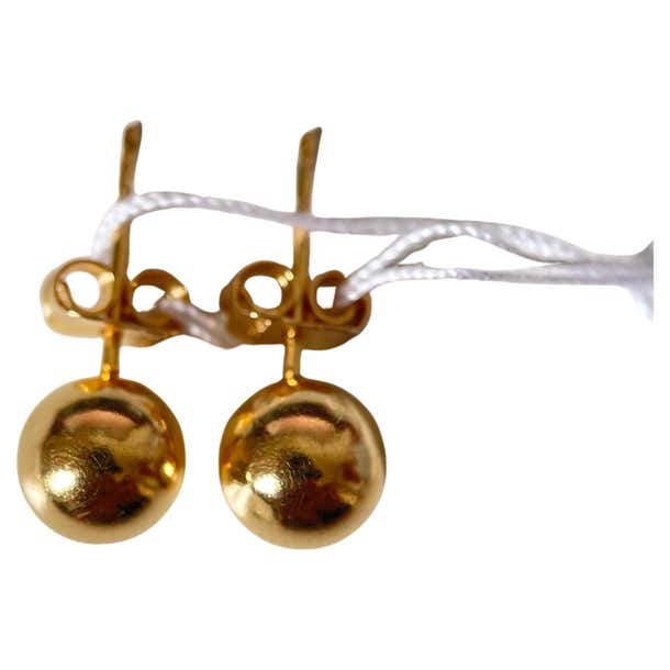 22k 916 gold stud earring- 7mm gold ball earring-1.34g For Sale at 1stDibs