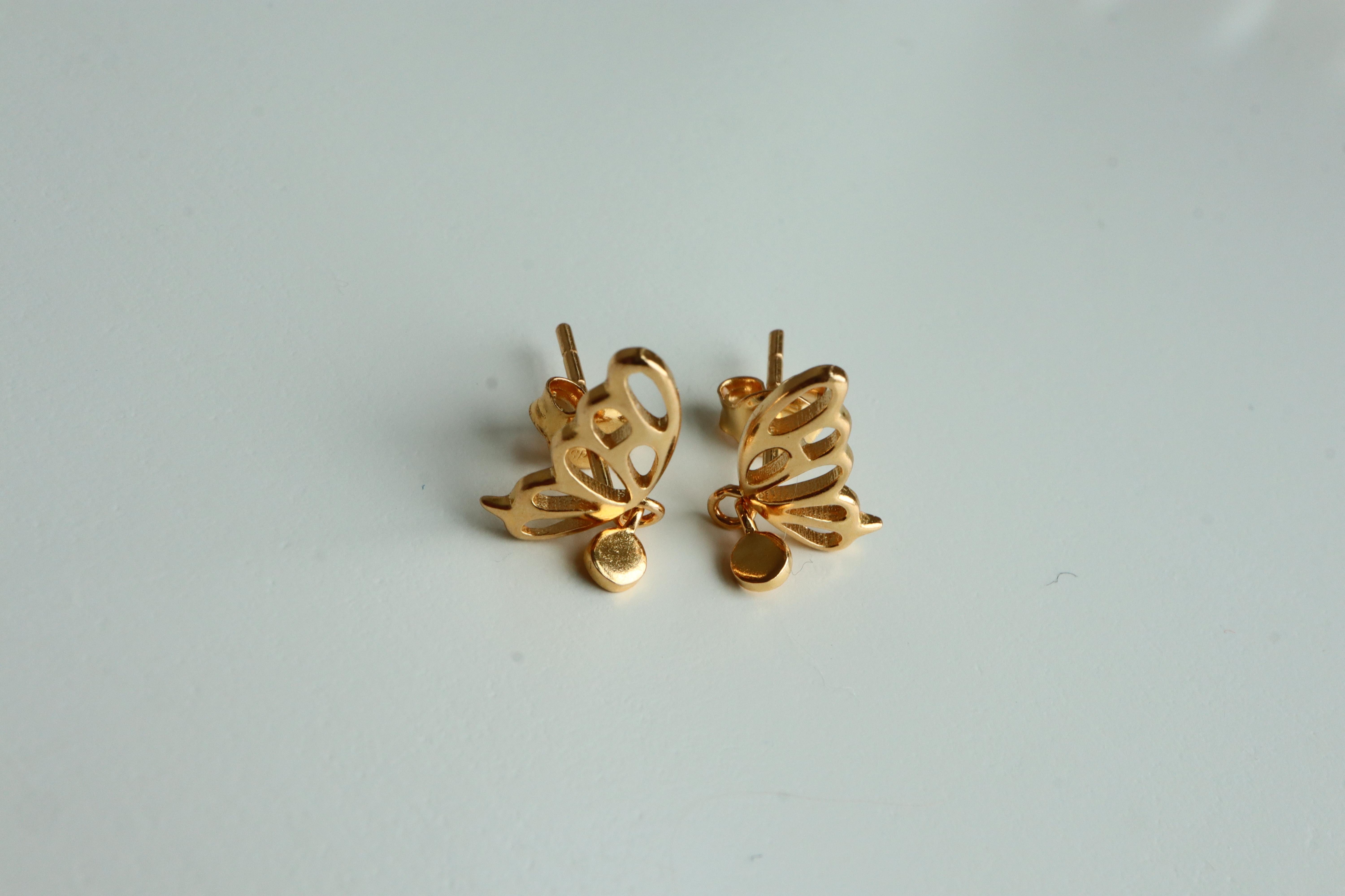 De las mujeres Pendiente de oro de 22k 916- Pendiente con diseño de mariposa-1,55 g en venta