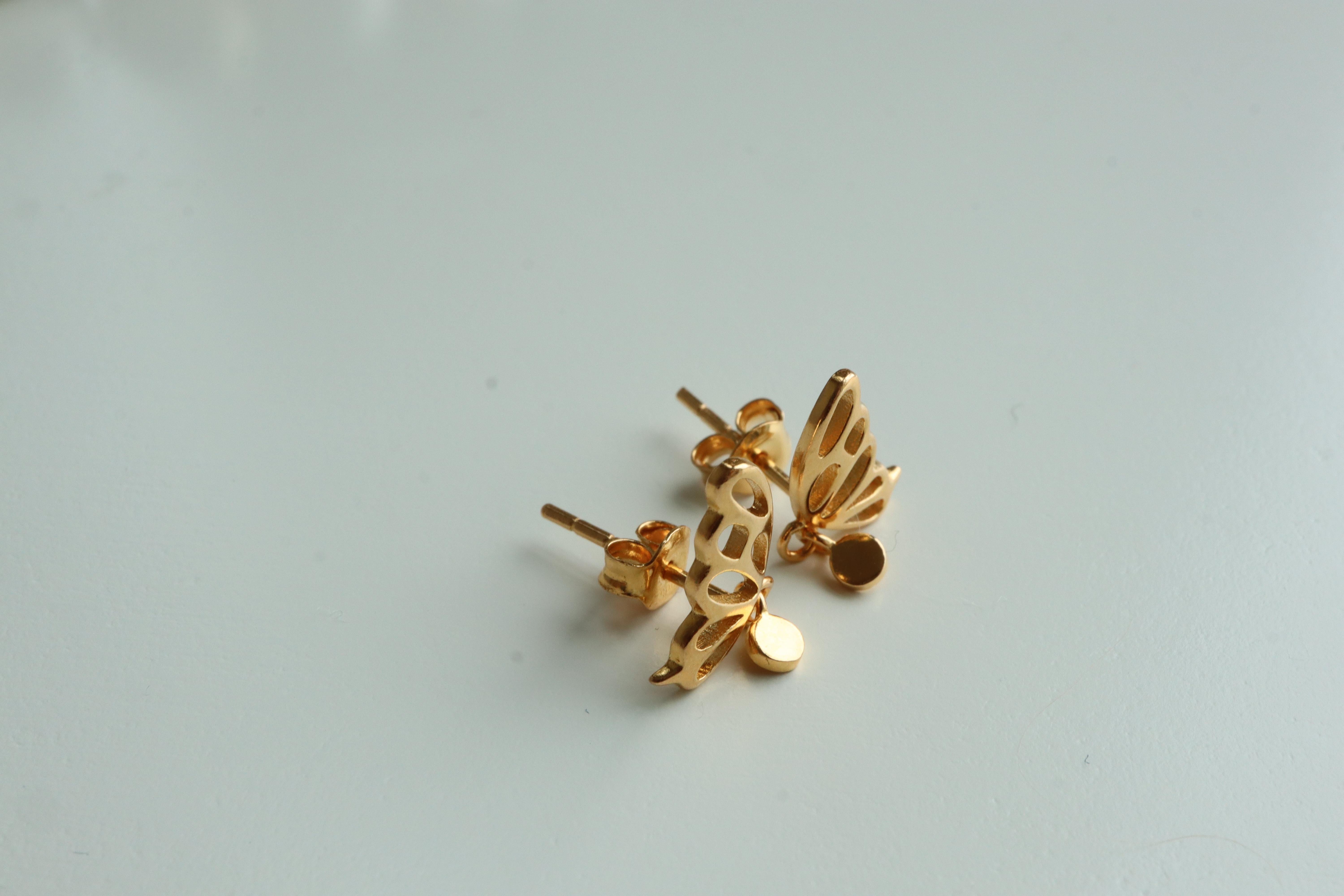 Pendiente de oro de 22k 916- Pendiente con diseño de mariposa-1,55 g en venta 2