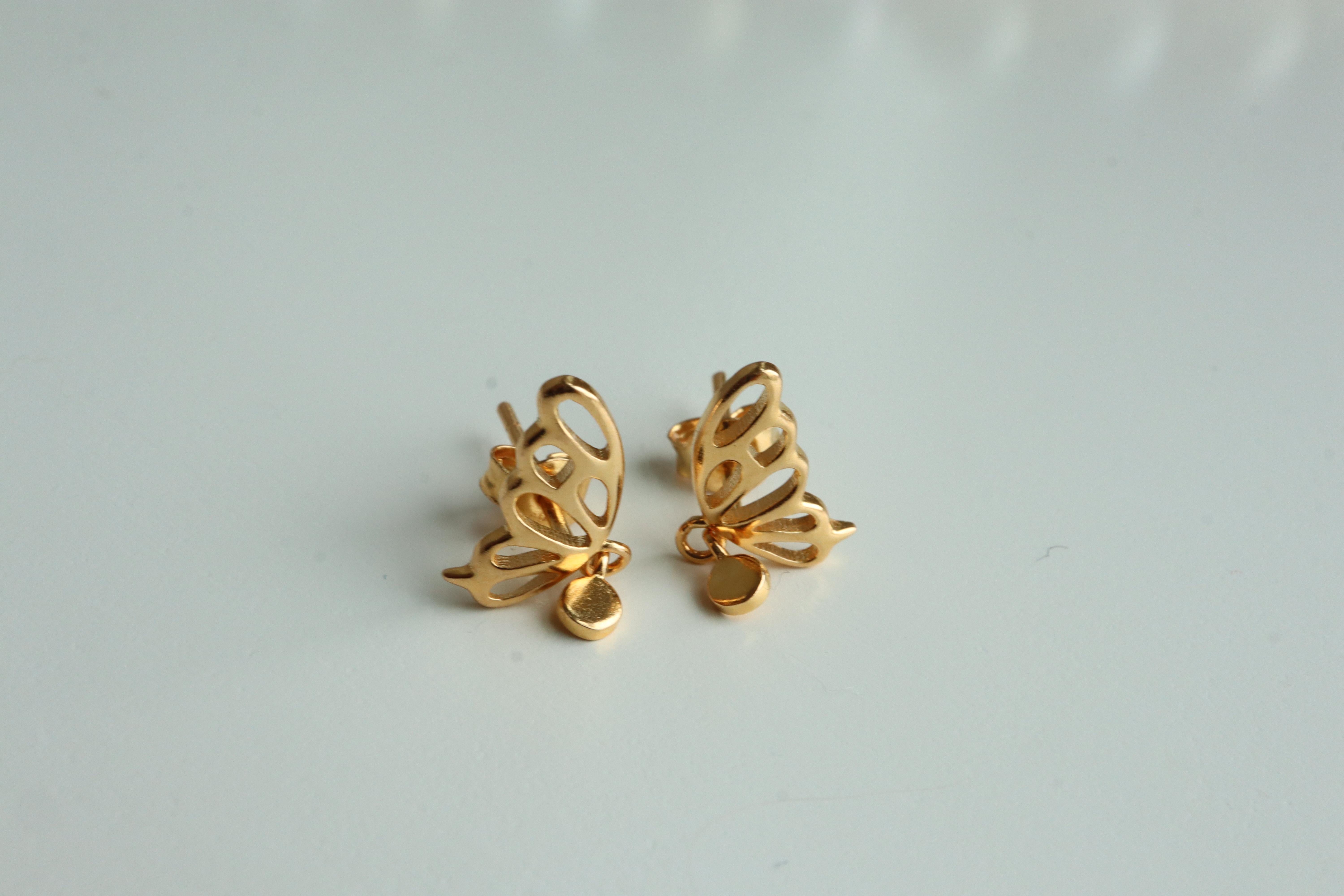 Pendiente de oro de 22k 916- Pendiente con diseño de mariposa-1,55 g en venta 3