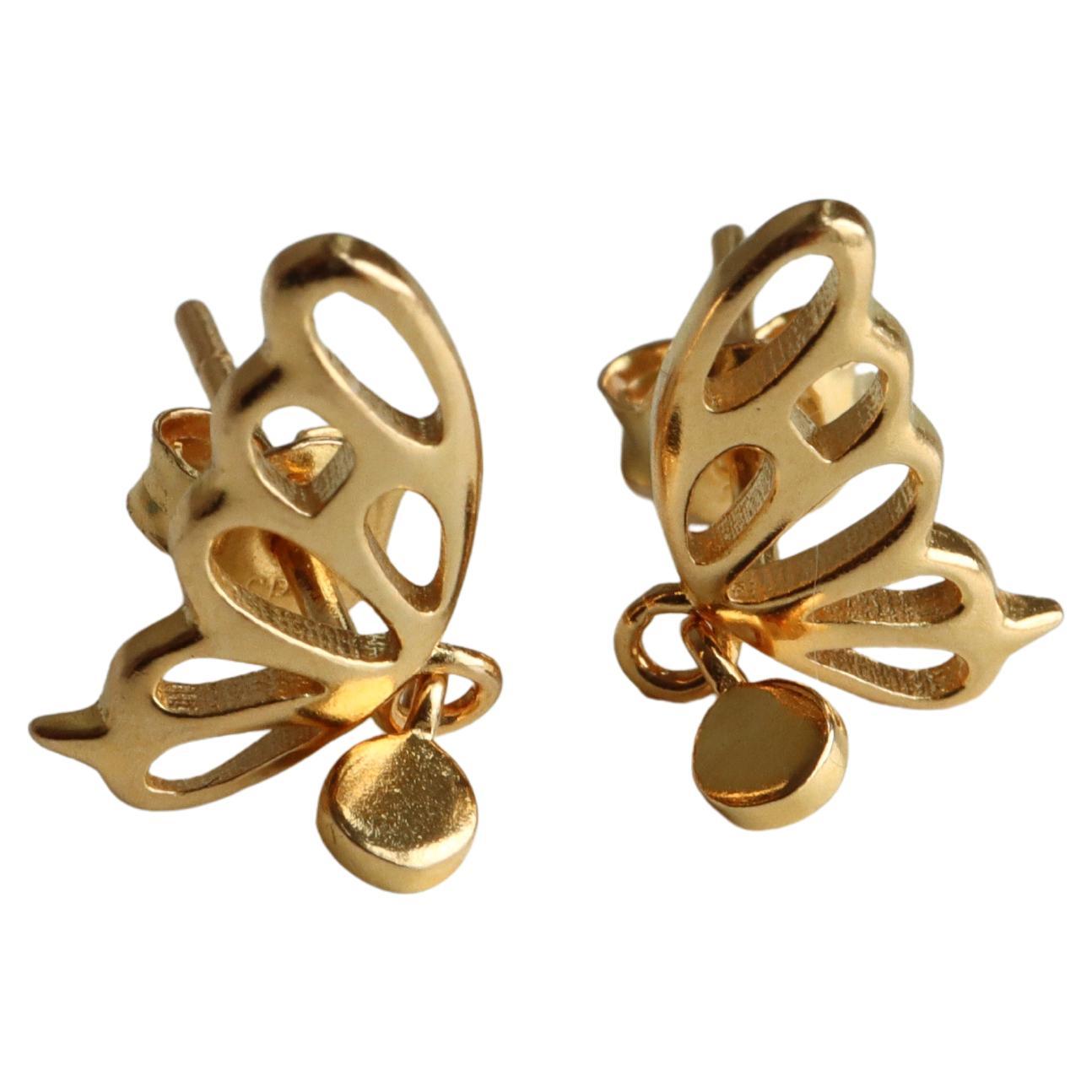 Pendiente de oro de 22k 916- Pendiente con diseño de mariposa-1,55 g en venta