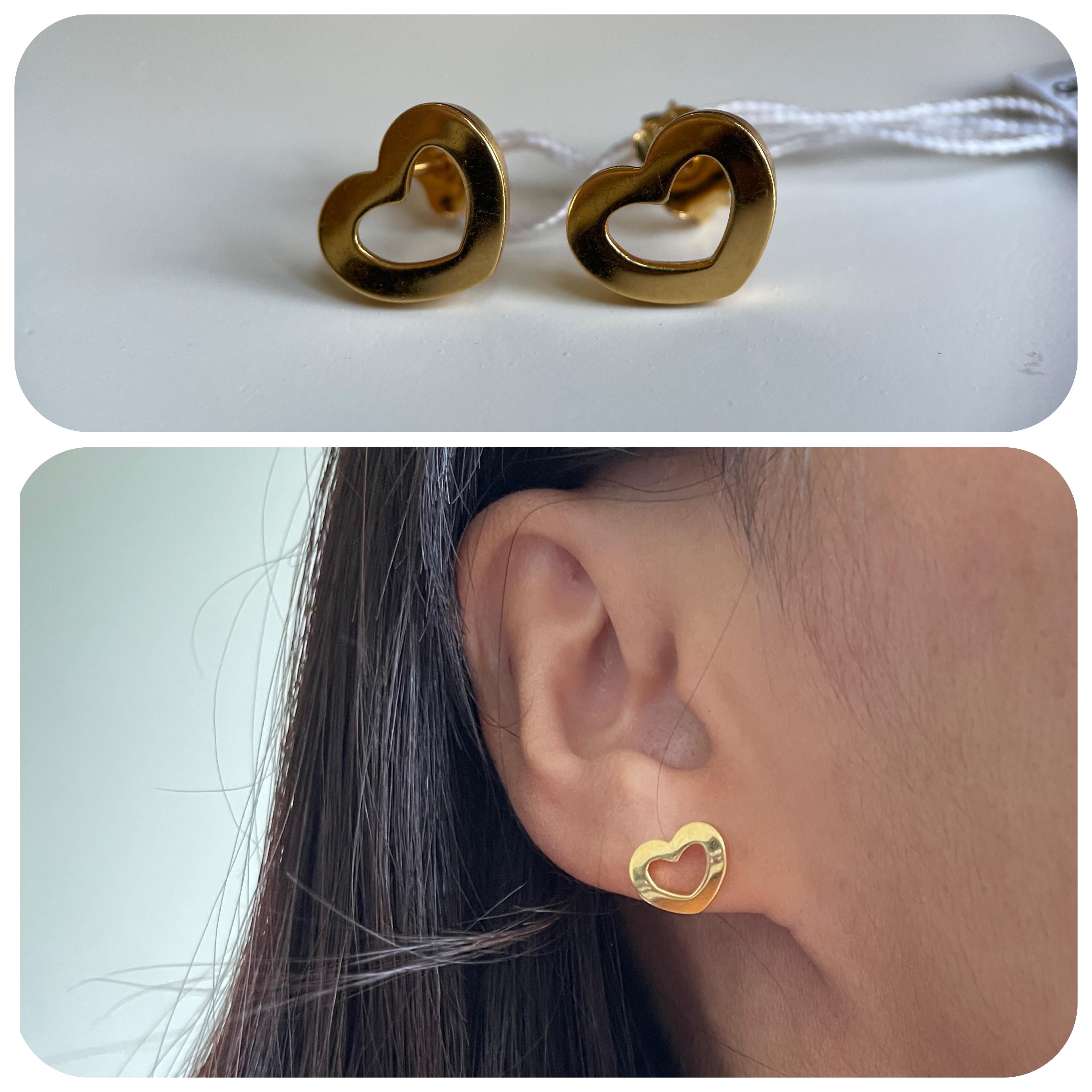 Orecchino con perno in oro 22k 916 - orecchino d'oro con design a cuore - 1,87g in vendita 2