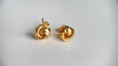 Orecchino con perno in oro 22k 916 - Orecchino in oro massiccio con design Twisted Nest - 2,30g