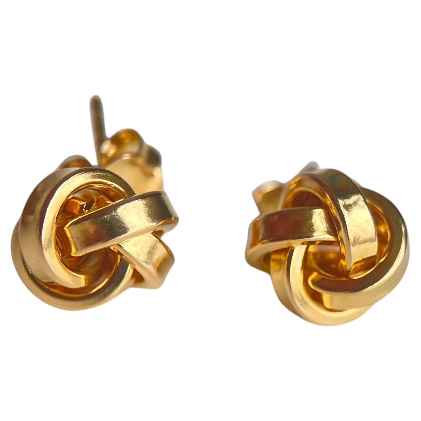 22k 916 gold stud earring- Twisted Nest design solid gold earring-2.30g in vendita