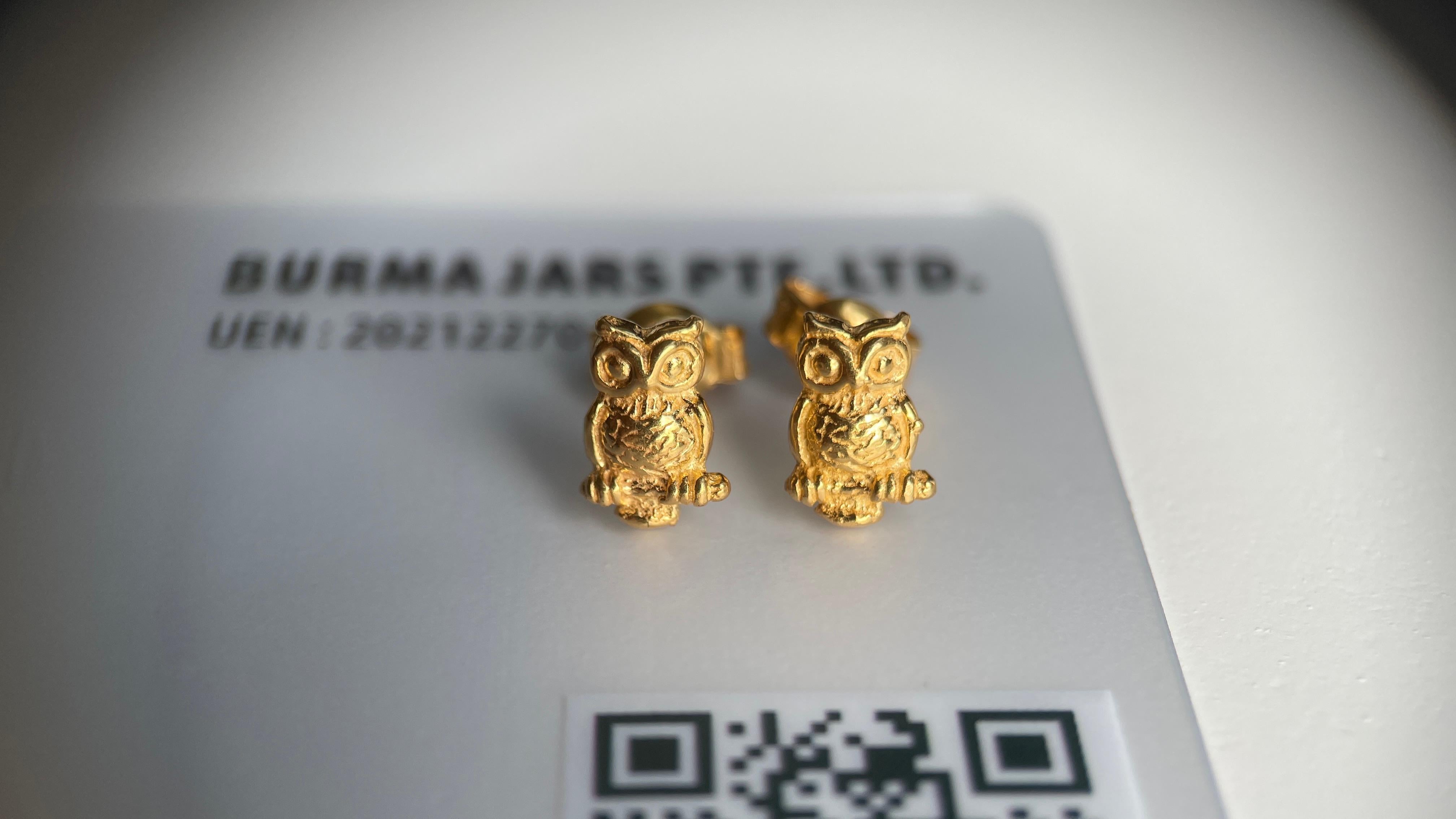 22k 916 stud earring- lucky owl earring-2.16g In New Condition For Sale In Singapore, SG